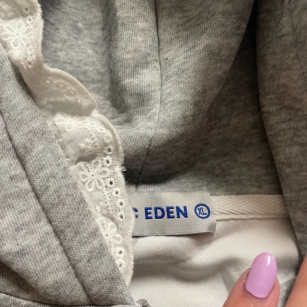 Gray Rhinestone Teddy Jacket with Script Design - Picture 4 of 4